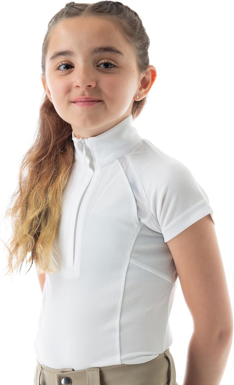 Equinavia Lotta Kids Equestrian Show Shirt - Short Sleeved Performance Shirt with Cooling Mesh - Image 1